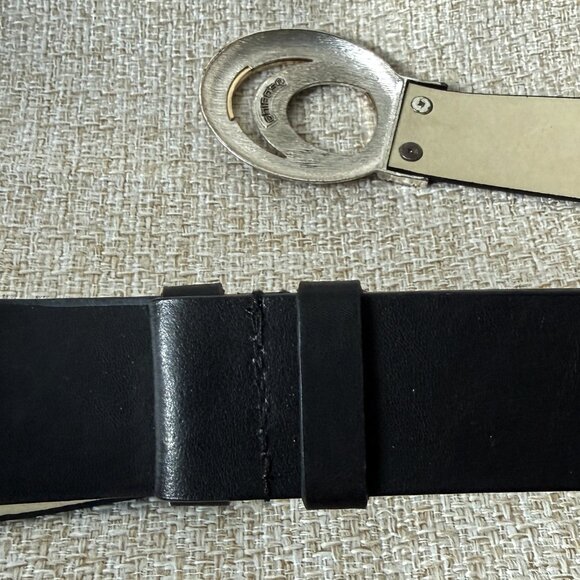 Chico\'s Belt Women\'s Black Genuine Leather Silver Metal Buckle Size XL main image 16